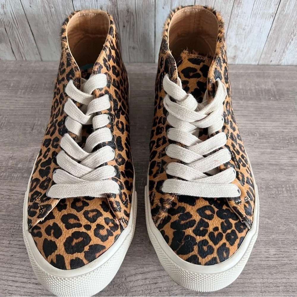 SeaVees Mohair Leopard Print High Top Sneakers Size 8